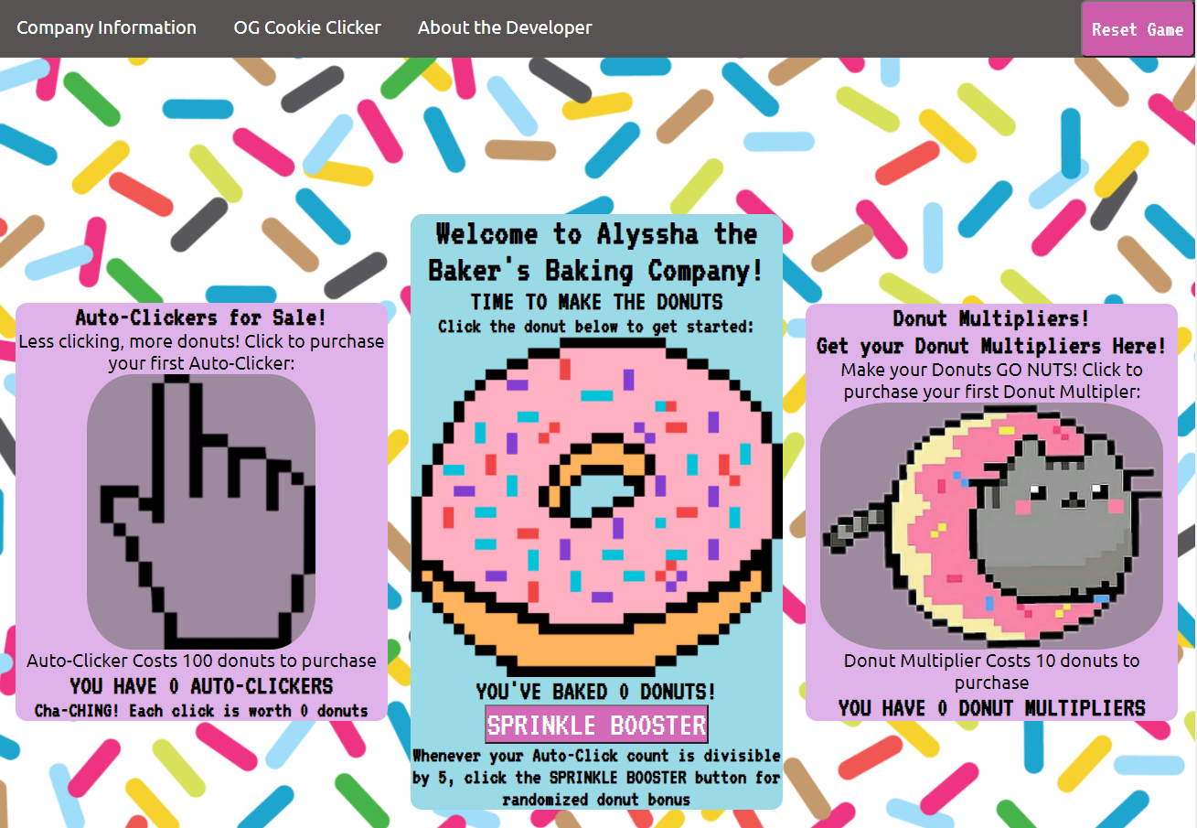screen shot of a colorful donut maker web application